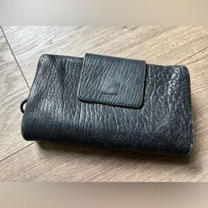 All Saints Pebbled Leather Wristlet Wallet